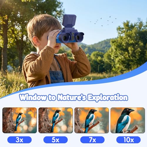 Kids Binoculars with Night Vision Camera, 10X Zoom Digital Adventures Telescope with 2.4" IPS Screen, Nature Explorer STEM Toys for Bird Watching Camping, Gifts for Boys Girls Age 4-12 - Azure - color: Azure