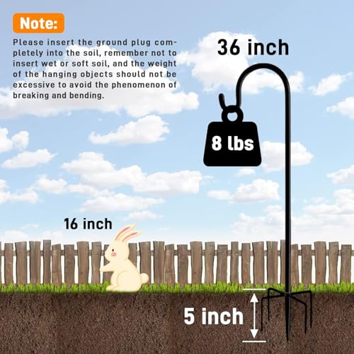 Shepherd Hooks 36 inches for Bird Feeders Outside Heavy Duty Shepherd Stand Plant Hanger Yard Hooks for Lanterns,Solar Lights,Bird Feeder,Wedding,Planter Pot-2 Packs - color: 2 packs-36in