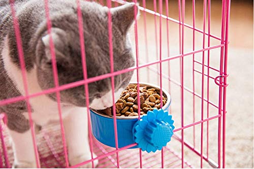 DEVILMAYCARE Pet Feeder Dog Bowl Stainless Steel Food Hanging Bowl Crates Cages Dog Parrot Bird Pet Drink Water Bowl Dish Accessory (L: 6''x2.2'', Pink) - color: Pink, size: L:6''x2.2''