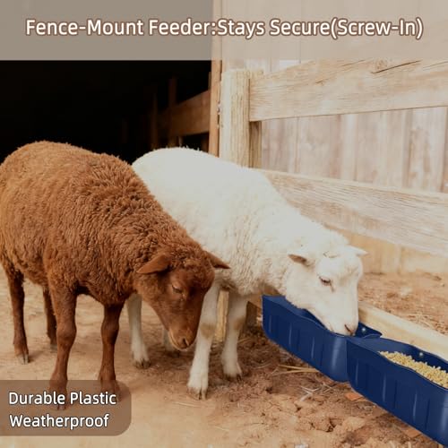 Chicken Feeder Waterer,Hanging Goat Feeders,Feed Trough 3.5 Quart 2 Pack,Hanging Fence Feed Trough for Poultry Livestock,Blue - color: Blue, size: 3.5 Quart (2 Pack)