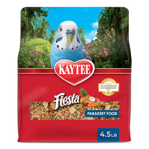 Kaytee Fiesta Parakeet Bird Food, Nutritious and Fun Blend, Supports Skin, Feather, Digestion, Brain and Heart Health, Bird Seed Mix, 4.5 Pounds - size: 4.5 Pound (Pack of 1)