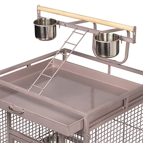 Prevue Pet Products Playtop Bird Cage - Medium Cage with Wheels for Parrots, Conures, Cockatiels, & Similarly Sized Birds, with Rolling Stand and Seed Guard - Blush Finish | Medium Cage with Wheels for Parrots, Conures, Cockatiels, & Similarly Sized Birds