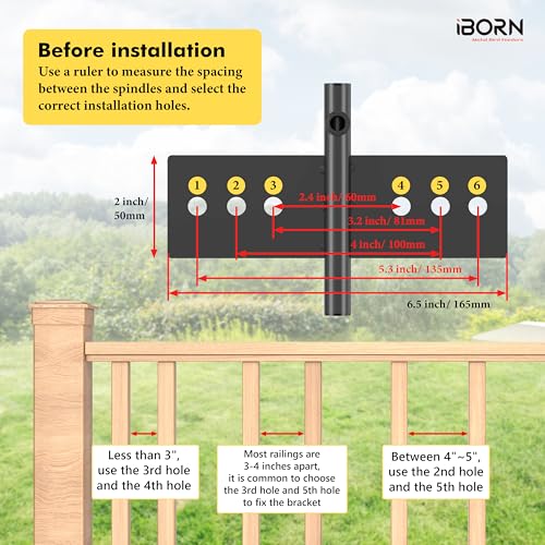 iBorn Fence Deck Hook Rail Heavy Duty Hummingbird Feeder Hanger 28 Inch Railing Hanging Hook for Bird Feeder, Suet Baskets, Planters, Wind Chimes, Solid Wire, 180 Degree Rotary, 1 Pack - style: 28" Fence Railings Hook,1 Pack