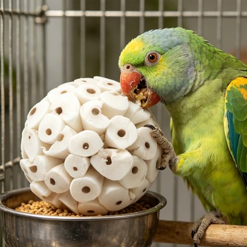 DQITJ 6 Pcs Bird Parrot Chew Toy Sola Balls Natural Soft Chew Shredding Parrot Foraging Toy Foot Ball for Cockatiel Conure Parakeet Bunny Guinea Pig