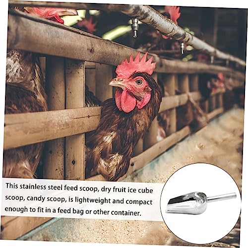 Cabilock Stainless Steel Farm Feeding Scoop 9.25 Inch Multi-Purpose Livestock Feed Shovel with Ergonomic Handle for Grain Rice Ice Sugar Flour