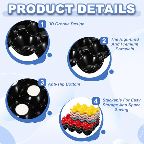 uxcell Ceramic 6 Cups Egg Tray Holder, Porcelain Eggs Container for Home Countertop Kitchen Storage Refrigerator Fridge Decorative Serving Display, Black - color: Black