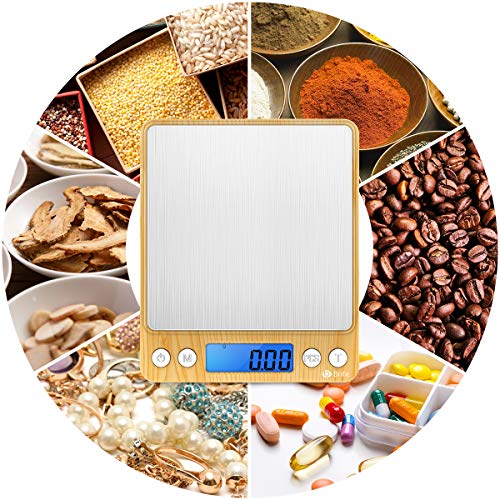 AMIR Digital Kitchen Scale, 500g Mini Pocket Jewelry Scale, Cooking Digital Food Scale with Back-Lit LCD Display, 2 Trays, 6 Units (Battery Included) - color: Yellow