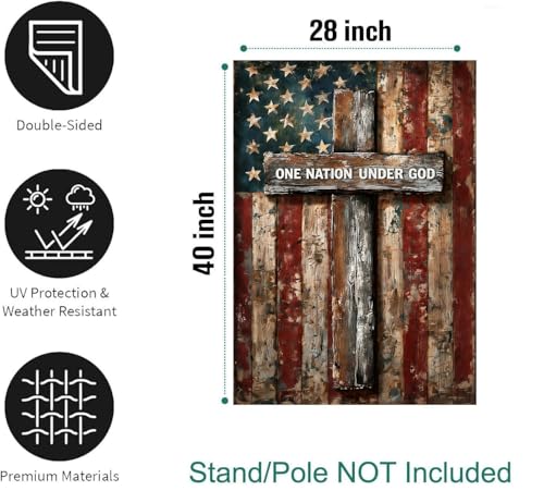 Patriotic American House Flag One Nation Under God Christian Garden Flags for Outside 28 x 40 Double Sided Large 250 Anniversary USA 4th of July Independence Memorial Day Decor - color: july-nation