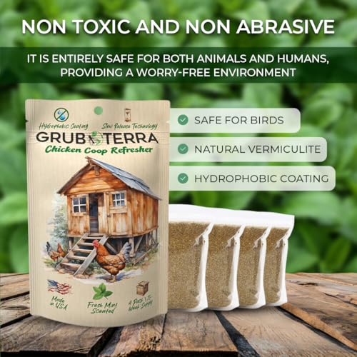 GrubTerra Chicken Coop Odor Eliminator, Coop Refresher & Litter Deodorizer – Zero Odor Neutralizer for Chicken Bedding, Sand, Nesting Pads & Runs - Mint Scent