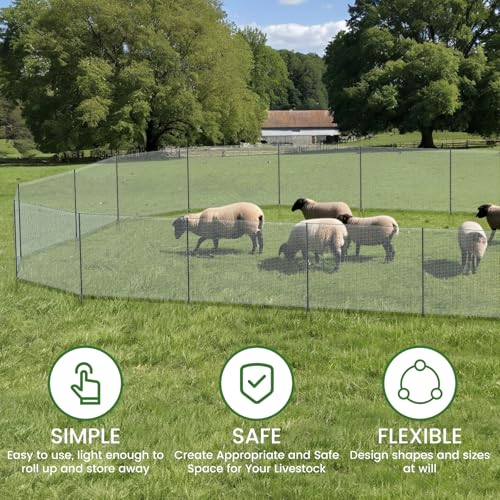Non Electric Fence Netting, 40in x 100ft Movable Livestock Nets | Portable Chicken Mesh for Ducks, Goats, Sheep, Dog, Reusable Nylon Animal Barrier Fencing for Backyards, Farms Ranches - size: 40in x 100ft(Nylon)
