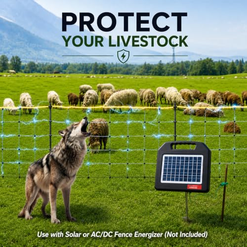 Electric Fence Netting, 164'L x 47.2" H Electric Fence Kit for Livestock, Farms, Backyards, Garden, Assembled Double Spiked Portable Electric Farm Fence - size: 164'L x 47.2" H