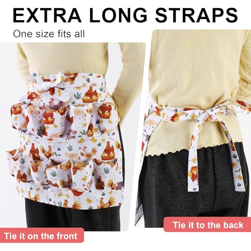 Egg Collecting Apron, 12 Pouches Chicken Egg Apron | Farmhouse Aprons for Chicken, Duck, Goose, Poultry Collection - color: Cartoon Chicken, size: 49*52cm
