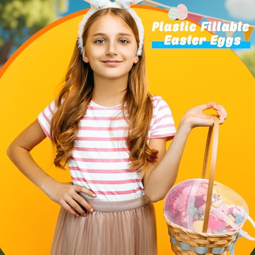 6 Pcs 10 Inch Giant Translucent Easter Eggs Large Jumbo Clear Plastic Giant Easter Eggs with Handle for Easter Hunt Supplies Basket Stuffers