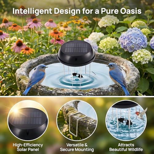 Bird Bath Solar Water Wiggler, Stainless Steel Swing Bubbler, Solar Water Circulator for Garden Pond & Landscape Pool