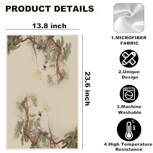 2 Pcs Artistic Parrot Kitchen Towels Decorative Hand Towels | Waffle Soft Tea Towel for Home, Bathroom, Absorbent Microfiber Dish Cloth, Housewarming Gifts for Women, Mom - color: Multi 1255