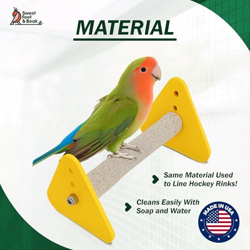Sweet Feet and Beak Baby Weaning Stand, Medium Training Bird Perch | 3 Adjustable Heights, Training & Play Stand, Easy to Clean, Handmade in USA, For Baby Finches, Canaries & Small Budgies - size: Medium