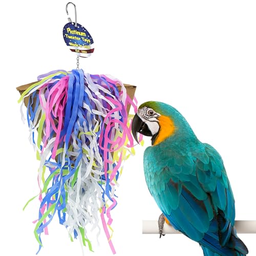 Sweet Feet and Beak Pizza Party Slice, 8" Bird Shredding and Foraging Toy | Food Grade Shred and Cardboard, Hanging Bird Toy with Nickel Chain and Quick Link. Hide Seeds, Pellets, or Treats, Bird-Safe