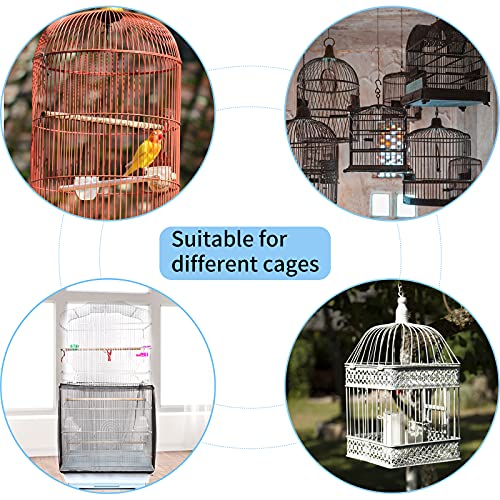 Daoeny Universal Bird Cage Cover, Adjustable Parrot Nylon Airy Soft Mesh Net, Seed Feather Catcher, Birdcage Cover Skirt Sheer Guard for Parakeet Macaw Round Square Cages (Black) - color: Black
