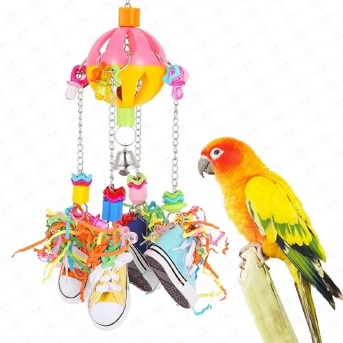 Small and Medium-Sized Bird Toys, Parrot Chewing Sneakers Acrylic Amazon Parrot, Love Birds, Parrot, Parrot, Bell Ball Birdcage Toys.