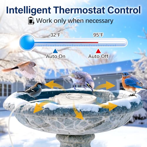 100W Bird Bath Heater, Birdbath Heaters for Outdoor Bird Bath Water Heater in Winter Submersible Thermostat Control, Heated Bird Bath Deicer for Outside Bird Chicken Poultry Livestock (White) - color: White