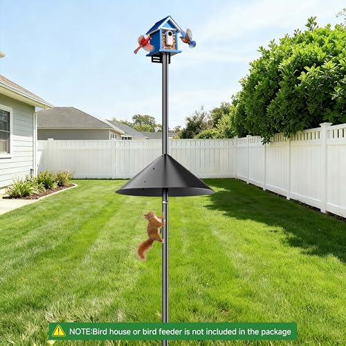 79" Smart Bird Feeder Pole Stand with 19" Proof Squirrel Baffle - Dia 1 Inch Bird House Pole for Camera Birdfeeder, Feeding Station for Outdoors Heavy Duty, Compatible Post Mount - size: 79IN