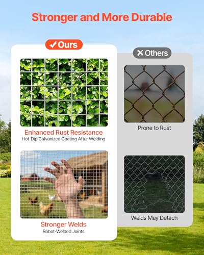 VEVOR Hardware Cloth, 1/2 inch 60 inch x 50 ft 19 Gauge Chicken Wire Fence, Hot-Dip Galvanized After Welding Metal Wire Mesh Roll, Garden Plant Welded Fencing Roll Supports Poultry Netting Cage Fence - size: 1/2 inch 60 inch x 50 ft
