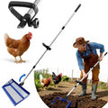 Chicken Poop Scooper Rake, 2-in-1 304 Stainless Steel 15 Inch Scoop | 35-63 Inch Adjustable Handle, Durable 304 Stainless Steel, Sand & Litter Sifting, Chicken Coop & Pet Waste Cleaning - color: blue