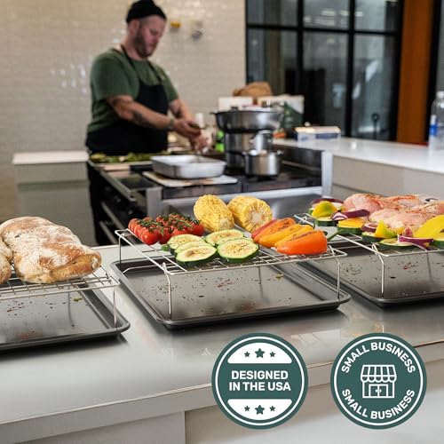 Durable 3 Tiers Stackable, 16" x 10" Cooling Rack for Baking | Professional Grade, Premium 100% Stainless Steel, Baking Rack & Wire Cooling Mesh, Dishwasher Safe, Oven Safe - size: 10" x 16" 3-Pack