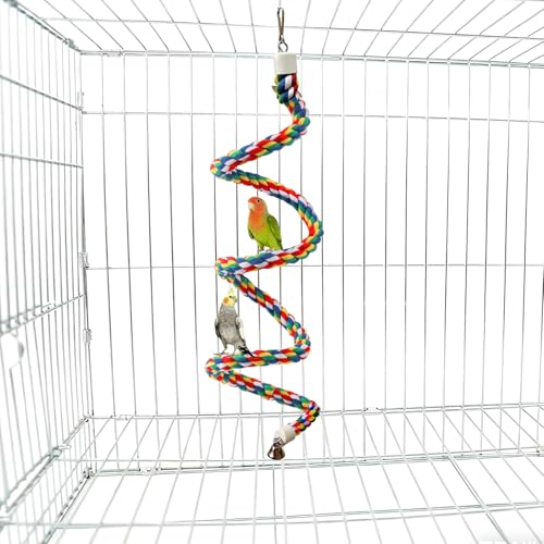Bird Rope Perch & Birds Swing Set - Bird cage Accessories, 40‘’ Rope perches for Conures, Parrots,Cockatiel,Lovebird,Budgerigar,Parakeet perches for cage,Birds perches