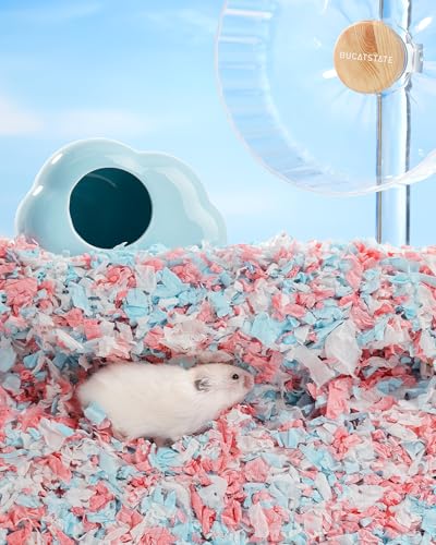 BUCATSTATE Hamster Bedding 70L, 99% Dust-Free Guinea Pig Bedding Odor Control Paper Bedding, Cozy Small Animal Bedding for Rabbit Rat Syrian Dwarf Hamsters Gerbils (Blue) | FSC-Certified Material, Expands 3X, Cozy Paper Bedding for Guinea Pigs, Colorful H