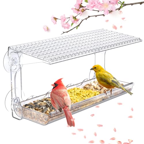 SUNALLY Window Bird Feeder Outdoors, Clear Bird Feeders for Wild Watching | Transparent Feeders with Strong Suction Cups, Outside Hummingbird, Bird Watching for Garden, Yard, Elderly Kids, Cats Viewing - style: Style 1