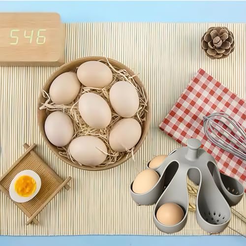 Silicone Egg Boiler Rack, Freestanding Egg Boiler,egg boiler holder,Silicone Boiled Egg Cooker,Storage and Egg Rack for Making Soft or Hard Boiled Eggs,Holds 6 Eggs, for Cooking Kitchen Gadget, Gray