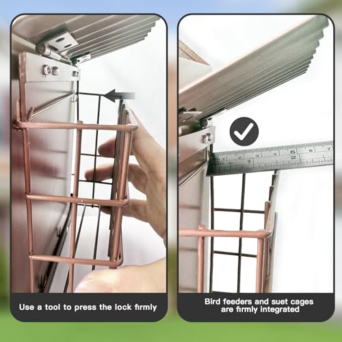 FlowaFoli Bird Feeders for Outdoors, Metal Bird Feeder with Double Suet Cage Weatherproof Metal Roof, 2 in 1 Mixed Seeds Suet Feeder, 4Lbs Large Capacity, Great for Finch、Cardinal、Chickadee（Brown） - color: Brown