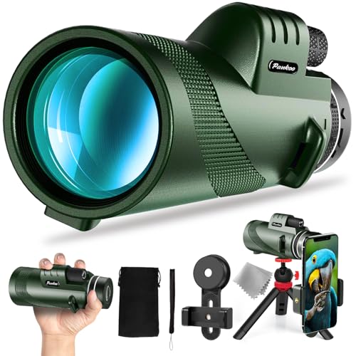 40X60 Monocular Telescope with Smartphone Holder& Tripod, High Power Nitrogen-Filled Monocular for Adults with BAK4 Prism & FMC Lens, HD Monocular Scope for Birdwatching Hiking Concert Travelling - color: Dark Green
