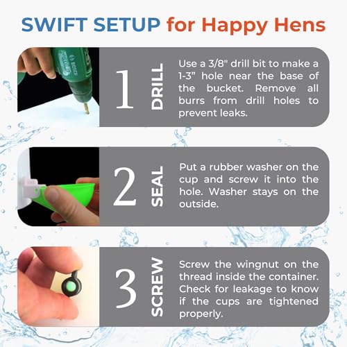 Lil'Clucker - Large Automatic Chicken Waterer Cups Suitable for Ducks, Geese, Turkeys, and Bunny Rabbit - Water Feeder Kit - Poultry Waterer (Green, 8 Pack) - color: Green, size: 8 Pack