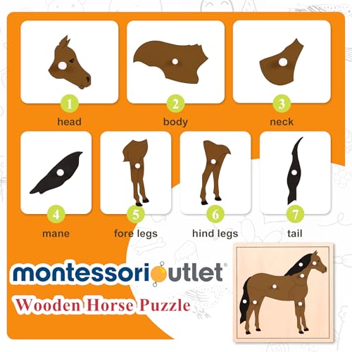 Montessori Outlet Horse Puzzle for Children 3-6 Years Montessori Education at School and Home - color: Horse