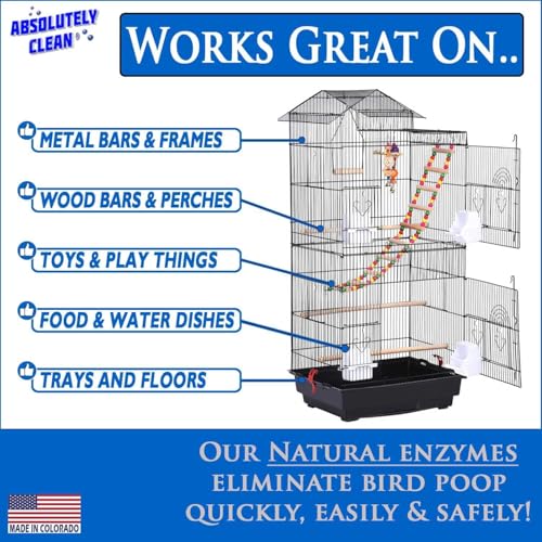 Absolutely Clean Amazing Bird Cage Cleaner and Deodorizer - Just Spray/Wipe - Safely & Easily Removes Bird Messes Quickly and Easily - Made in The US - Fragrance Free - (16oz Pack of 6) - style: 16 Fl Oz (Pack of 6)