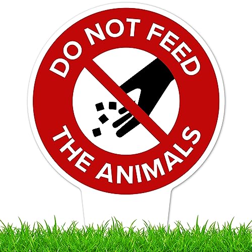 Do Not Feed the Animals Sign, 11"x21", Heavy Duty Integrated Ground Stakes, Indoor/Outdoor Use, Rust Free Aluminum Composite, Made in USA by My Sign center - color: Animals, size: 11"x21"