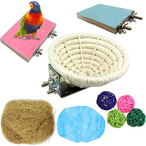 Hamiledyi Handmade Cotton Rope Nest Parakeet Bed Breeding Nest Small Parrot Cage Hatching Nesting for Cockatiel Canary Lovebird Finch and Other Small Birds - color: Off-white