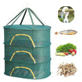 Hanging Drying Net Herb Drying Rack Foldable Fish Mesh Rack Net 19.7"x27.6"x25.5" Large 3 Layer Collapsible Dry Net with Zippers for Drying Fish Plants Vegetables Fruit Herb Flowers Clothes (Green) - color: Green