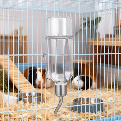 Angoily Hanging Water Bottle 2.75Oz Automatic Pet Water Dispenser for Small Animals Rabbit Cat Bird Portable Feeder with Durable Hangers for Cage Travel