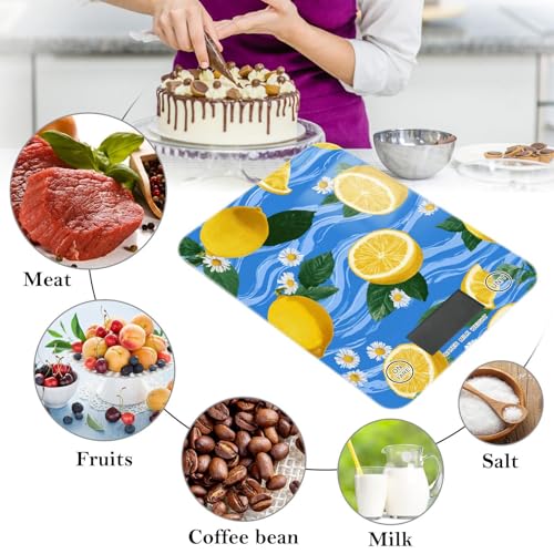 Food Scale Kitchen Scale Food Weight Scales Digital Weight Grams and Ounces Small Electronic Food Scale for Baking Cooking Blue Wave Lemons Daisy - color: Blue Wave Lemons Daisy