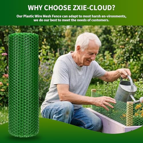 Green Plastic Chicken Wire 16in x 20ft,Garden Netting Fencing | Plastic Chicken Wire Mesh Fence,Barrier for Poultry,Animals,Pets and Balcony - color: Green, size: 16INx20FT