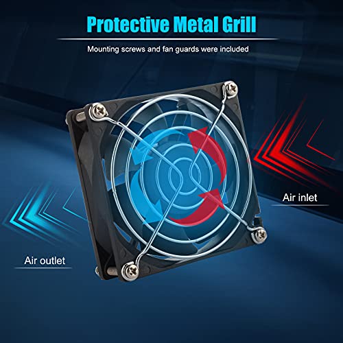 2-Pack 80mm x 25mm DC 12 Volt Fans 2-Pin Brushless Replacement Cooling Fan - size: 80x80x25mm