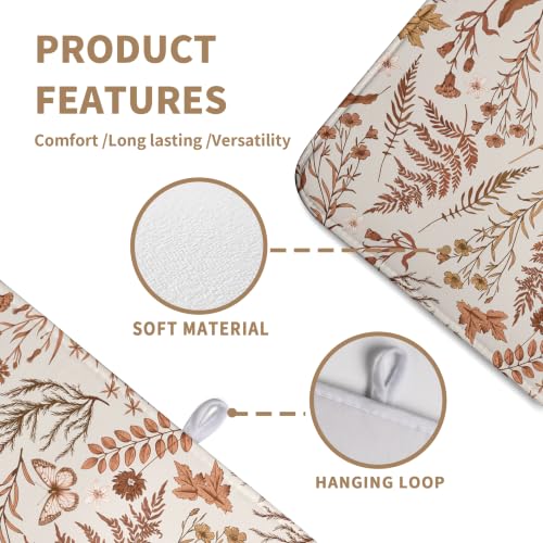 Burnt Orange Fall Floral Dish Drying Mat Autumn Wildflower Absorbent Microfiber Kitchen Counter Mat Rustic Vintage Herb Plant Dish Drying Pad Washable Dishes Drainer Mats Extra Large 18"x24" - color: Burnt Orange Fall, size: 18" x 24"