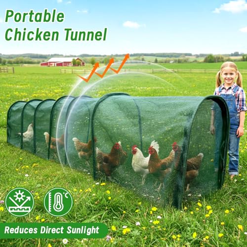 Chicken Runs for Yard,79" & 157" Extra Long Foldable Chicken Tunnels for Outside,All-in-One Kit with Sun Protection Net, Removable Door, Frame & Tools (Green, 236 * 21 * 32 inches) - size: 236*21*32 inches