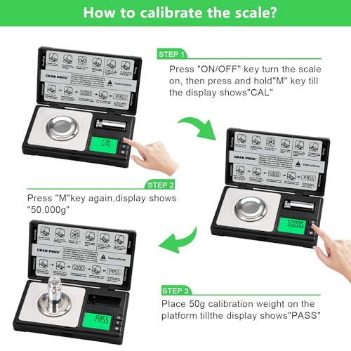 GRAM PRES High Precision Milligram Scale, Digital Mini Pocket Gram Scale | 50g/0.001g Mg Scale for Weighing Powders,Jewelry, Medicine, Gem, Reloading, with Cal Weight, Tweezer ，Tray and Scoop - color: Black