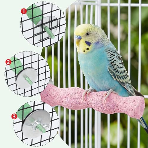 6PCS Bird Beak Grinding Stone Perch – Anti-Slip Resin Perch Stand for Beak & Claw Trimming, Chewing Toy for Parakeets, Budgies, Cockatiels, Conures