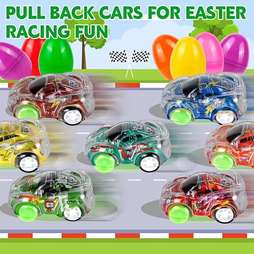 Seifar 24 Pack Prefilled Easter Eggs Filled with Pull Back Cars, Eggs with Toys Inside, Easter Hunt Basket Stuffers Party Favors Classroom Prizes Gift for Kids Girls Boys - style: mini
