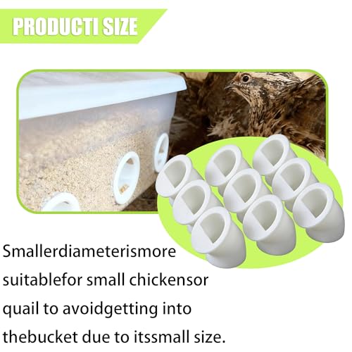 Quail Chick Port Feeder for DIY Buckets & Containers, Feed Saver Ports for Coturnix Quail (1.5in · 9-Pack)